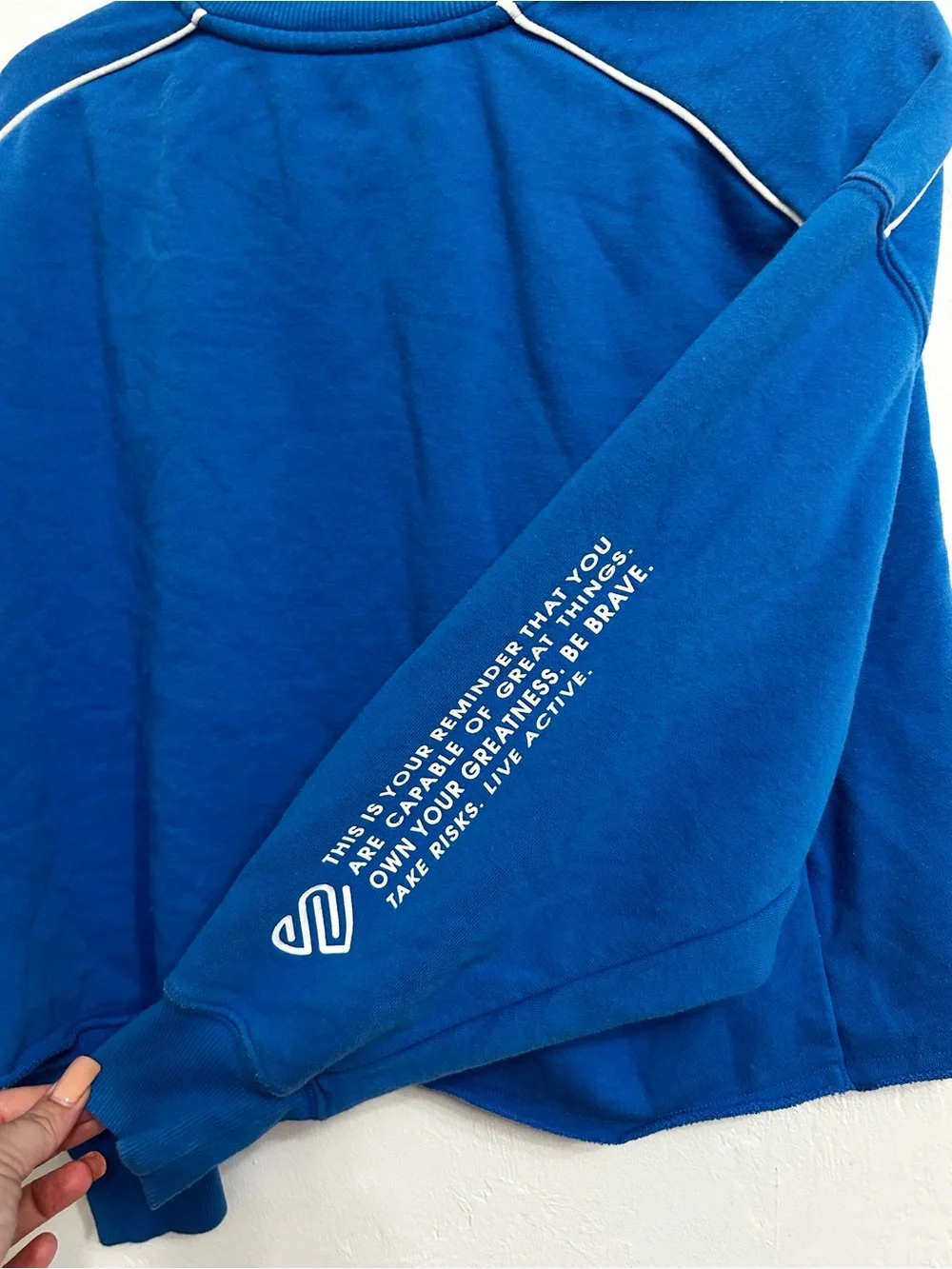Justice Royal Blue Cropped Crewneck Sweatshirt with White Script